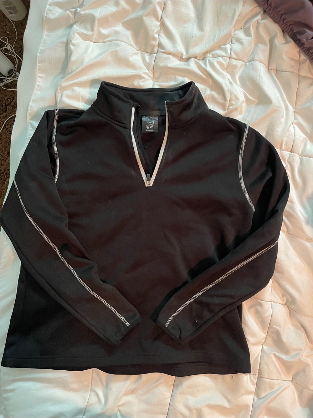Woman’s Black Quarter-Zip Pullover Sweater
